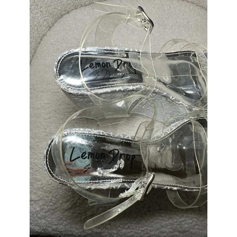 Dolls Kill  Platform Shoes 7.5 8 Silver Sandals Club Rave Party Goth Punk Chunky
